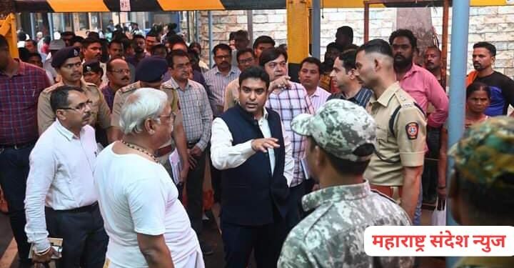 चंद्रपूर येथील महाकाली यात्रेच्या अनुषंगाने जिल्हाधिकारी यांच्या कडून मंदिर परिसराची पाहणी.