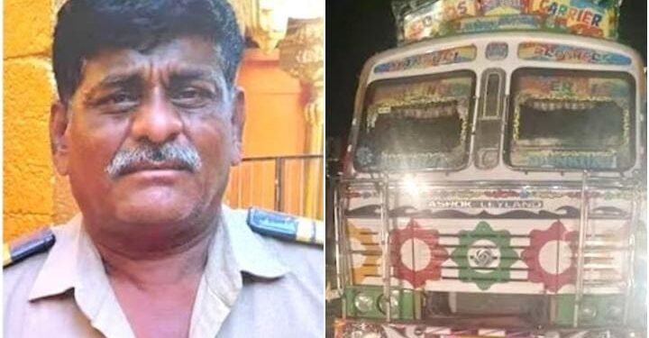 पोलिस नाकाबंदी दरम्यान ट्रकने पोलिस हवालदार यांना चिरडले, डोक्याला जबर मार लागल्याने जागीच मृत्यू.