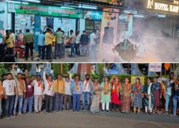 मोदी सरकारच्या शपथविधीचा राजुऱ्यात जल्लोष, भाजपकडून थेट प्रक्षेपणासह, फटाके फोडून आनंदोत्सव साजरा.