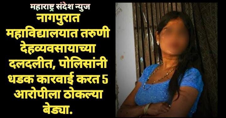 नागपुरात महाविद्यालयात तरुणी देहव्यवसायाच्या दलदलीत, पोलिसांनी धडक कारवाई करत 5 आरोपीला ठोकल्या बेड्या.