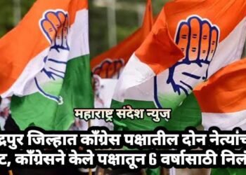 चंद्रपुर जिल्हात काँग्रेस पक्षातील दोन नेत्यांच्या विकेट, काँग्रेसने केले पक्षातून 6 वर्षासाठी निलंबित.