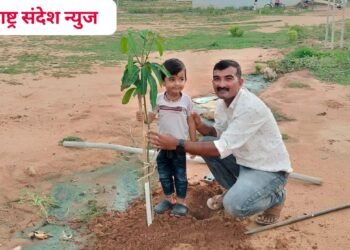 प्रियांशुच्या तिसऱ्या वाढदिवसा निमित्त तीन झाडांचे वृक्षारोपण, पोलीस अंमलदार दत्ता चव्हाण यांचा पर्यावरण संवर्धनासाठी पुढाकार.