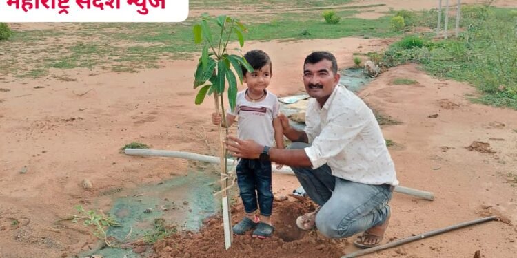 प्रियांशुच्या तिसऱ्या वाढदिवसा निमित्त तीन झाडांचे वृक्षारोपण, पोलीस अंमलदार दत्ता चव्हाण यांचा पर्यावरण संवर्धनासाठी पुढाकार.
