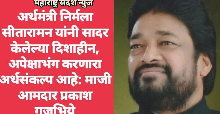 अर्थमंत्री निर्मला सीतारामन यांनी सादर केलेल्या दिशाहीन, अपेक्षाभंग करणारा अर्थसंकल्प आहे: माजी आमदार प्रकाश गजभिये