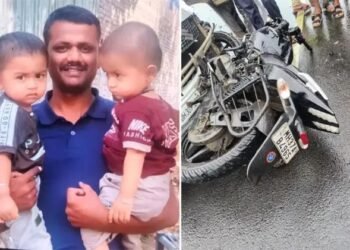 अकोल्यात पोलीस अधिकाऱ्याच्या कार दुचाकीच्या भीषण अपघात मृत्यू, दोन चिमुकले झाली पोरकी.