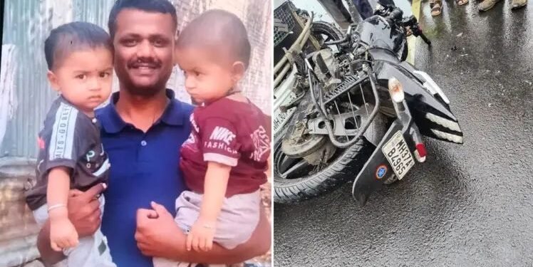 अकोल्यात पोलीस अधिकाऱ्याच्या कार दुचाकीच्या भीषण अपघात मृत्यू, दोन चिमुकले झाली पोरकी.