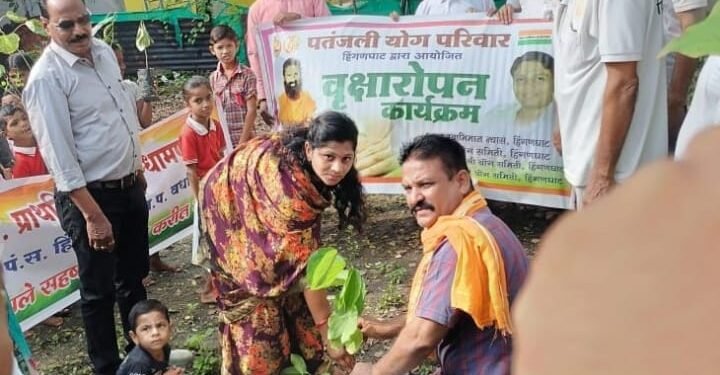 पंताजली योग समिती व जि.प. प्राथमिक शाळांचे वतीने वृक्ष दिंडी व वृक्षारोपण कार्यक्रम संपन्न.