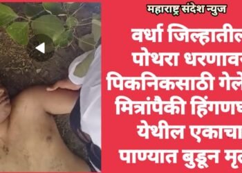 वर्धा जिल्हातील पोथरा धरणावर पिकनिकसाठी गेलेल्या मित्रांपैकी हिंगणघाट येथील एकाचा पाण्यात बुडून मृत्यू.