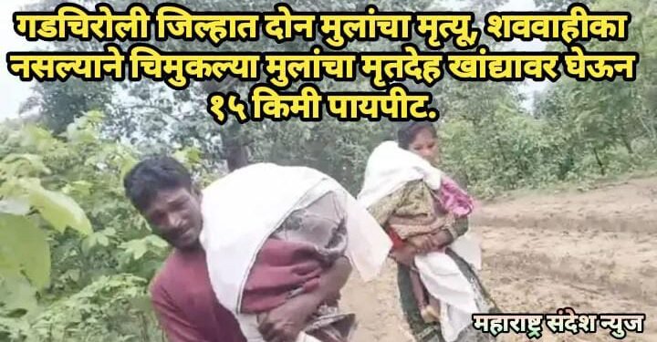 गडचिरोली जिल्हात दोन मुलांचा मृत्यू, शववाहीका नसल्याने चिमुकल्या मुलांचा मृतदेह खांद्यावर घेऊन १५ किमी पायपीट.