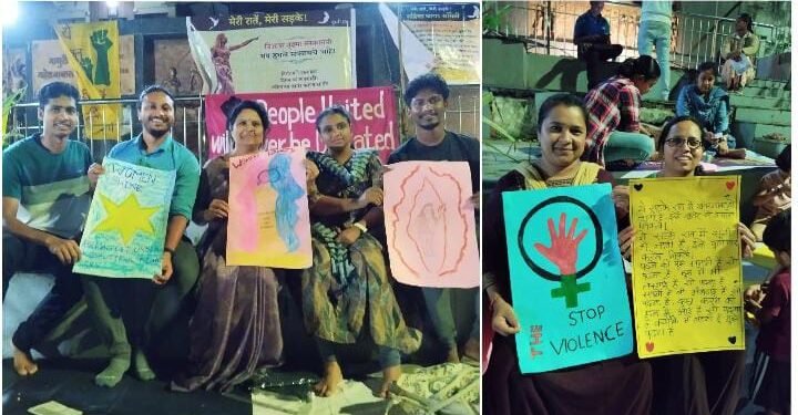 पुण्यात भर पावसात महिलांनी रेखाटले चित्र, मेरी रातें, मेरी सड़के’ या उपक्रमाची दुसरी रात्र उत्साहात संपन्न.