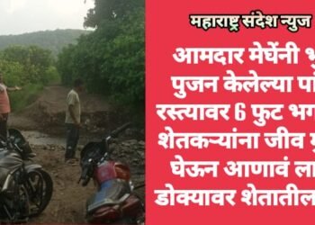 आमदार मेघेंनी भुमी पुजन केलेल्या पांदन रस्त्यावर 6 फुट भगदाड, शेतकऱ्यांना जीव मुठीत घेऊन आणावं लागतं डोक्यावर शेतातील पिके