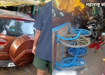 रामटेक राखी तलाव चौकात भीषण अपघात, भरधाव कारने पाणीपुरी हातठेल्याला उडवले, एक ठार तिन जखमी.