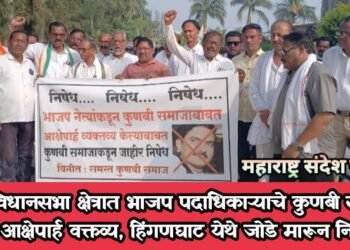 वणी विधानसभा क्षेत्रात भाजप पदाधिकाऱ्याचे कुणबी समजा बद्दल आक्षेपार्ह वक्तव्य, हिंगणघाट येथे जोडे मारून निषेध.