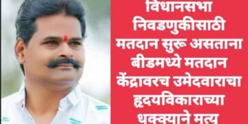 विधानसभा निवडणुकीसाठी मतदान सुरू असताना बीडमध्ये मतदान केंद्रावरच उमेदवाराचा हृदयविकाराच्या धक्क्याने मृत्यू.