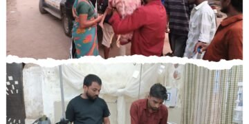 तुमनूर येथे महामार्गांवर दुचाकी अपघातात पती/पत्नीसह दोन चिमुकल्या गंभीर जखमी.