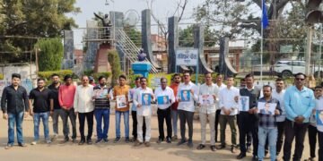 डॉ.बाबासाहेब आंबेडकर यांचा अवमान करणाऱ्या वक्तव्याचा राजुऱ्यात काँग्रेसकडून निषेध.