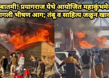 मोठी बातमी! प्रयागराज येथे आयोजित महाकुंभमेळ्यात लागली भीषण आग; तंबू व साहित्य जळून खाक.