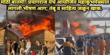 मोठी बातमी! प्रयागराज येथे आयोजित महाकुंभमेळ्यात लागली भीषण आग; तंबू व साहित्य जळून खाक.
