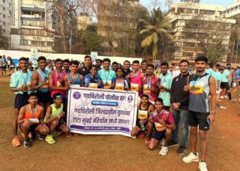 टाटा मुंबई मॅरेथॉन स्पर्धेमध्ये धावले गडचिरोलीचे युवक.