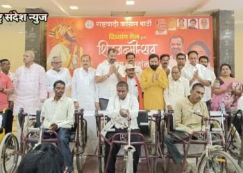 राष्ट्रवादी काँग्रेस दिव्यांग सेलचे वतीने परोपकारीवृत्ती जोपासत दिव्यागांना साहीत्य वाटप करून शिवरायांची जयंती साजरी.