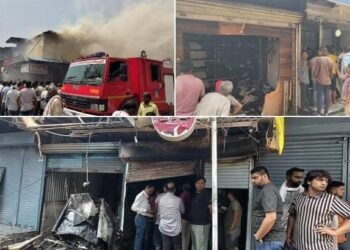 आर्वी येथील नेहरू मार्केट परिसरात भीषण आग, अनेक दुकाने जळून खाक.