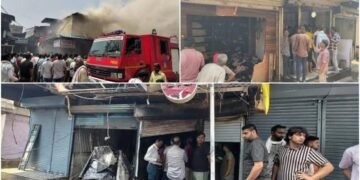 आर्वी येथील नेहरू मार्केट परिसरात भीषण आग, अनेक दुकाने जळून खाक.