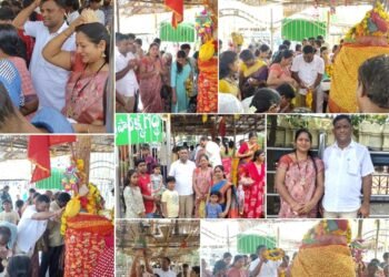 तेलंगणातल्या नंदी मेडारम येथील आराध्य दैवत सम्मक्का-सारक्का देवींची कंकडालवार दाम्पत्यांनी घेतली दर्शन.