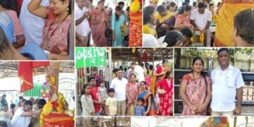 तेलंगणातल्या नंदी मेडारम येथील आराध्य दैवत सम्मक्का-सारक्का देवींची कंकडालवार दाम्पत्यांनी घेतली दर्शन.