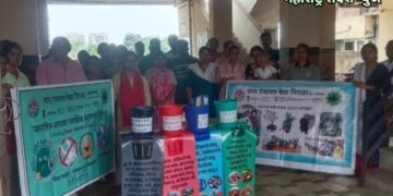 बेसा पिंपळा नगर पंचायत तर्फे कचरा व्यवस्थापना संदर्भात रतन हाइट्स सोसायटी घोगली येथे जनजागृती.