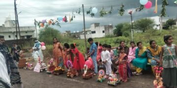 हिंगणघाट शहरातील संत तुकडोजी वॉर्ड हरी माऊली नगरी मध्ये बालगोपालचा ताना पोळा साजरा.