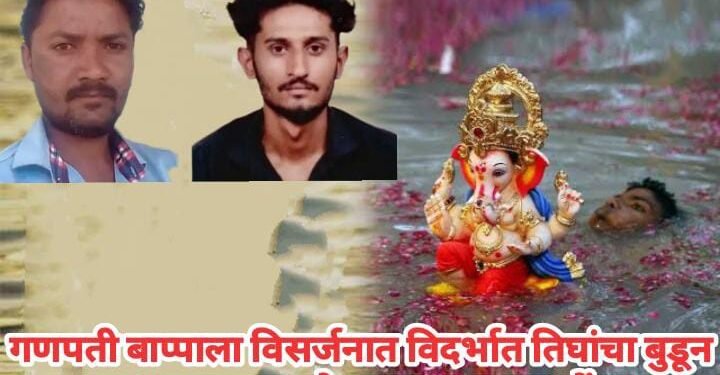 गणपती बाप्पाला विसर्जनात विदर्भात तिघांचा बुडून मृत्यू, उत्साहात दुःखाचा डोंगर कोसळला.