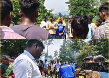 स्व. गंगा बक्का पेंदाम यांच्या अंत्यविधीसाठी युवा नेते हर्षवर्धन बाबा आत्राम यांची उपस्थिती.