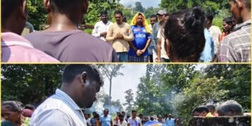 स्व. गंगा बक्का पेंदाम यांच्या अंत्यविधीसाठी युवा नेते हर्षवर्धन बाबा आत्राम यांची उपस्थिती.