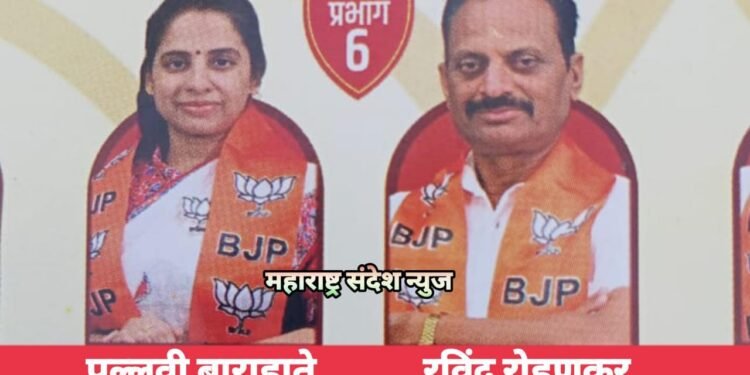 हिंगणघाट नगर पालिका निवडणुकीत प्रभात क्रमांक 6 मधून भाजपाच्या पल्लवी बाराहाते आणि रवींद्र रोहणकर विजयी.