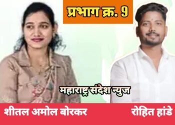 हिंगणघाट नगर पालिका निवडणुकीत प्रभात क्रमांक 9 भाजपचे रोहित हांडे व राष्ट्रवादी (शप) शीतल बोरकर विजयी.