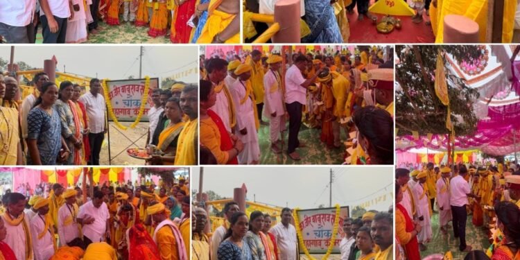 महागाव येथे सल्ला गांगरा शक्तीचे अनावरण व सप्तरंगी ध्वजारोहण ; सामूहिक विवाह सोहळा कार्यक्रम मोठया उत्साहात साजरी.