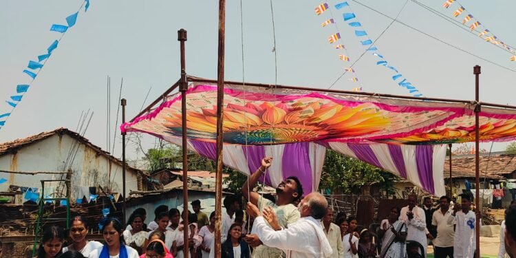 येचली येथे भारतरत्न डॉ, बाबासाहेब आंबेडकर यांची १३५वी जयंती मोठया उत्साहात साजरी.